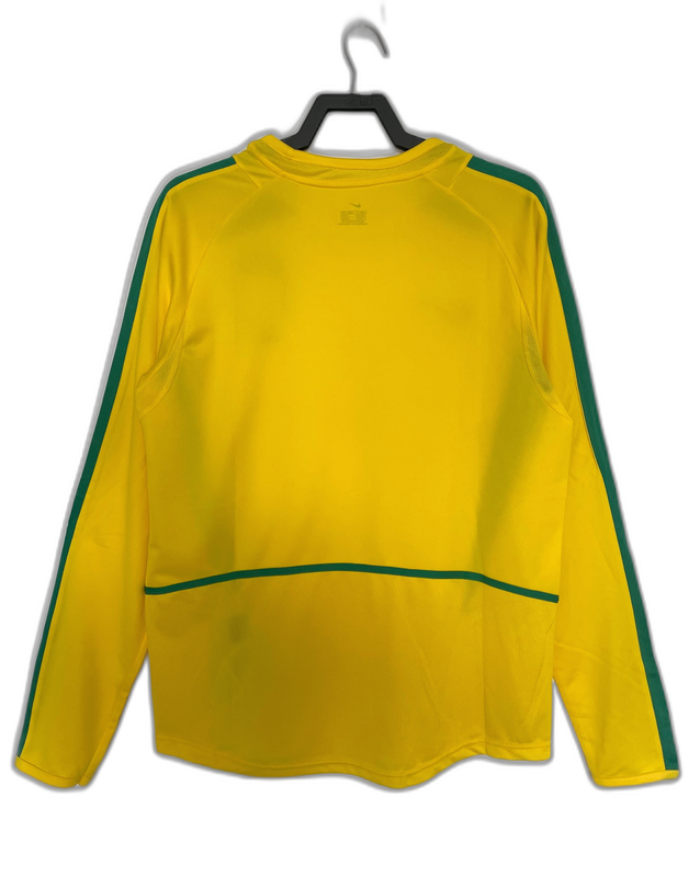 Brazil 2002 I Home Jersey - Long Sleeve Retro Version